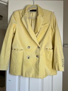Zara Woman Pale Yellow Corduroy Blazer